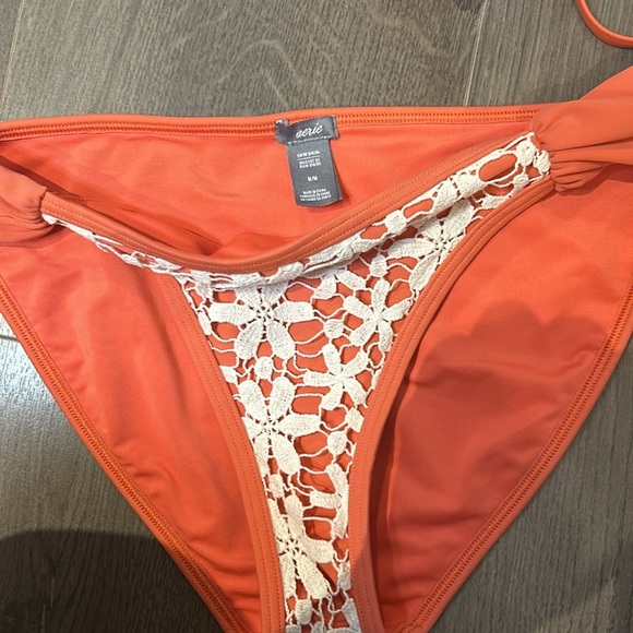 Aerie Crocheted Overlay Coral Bikini Top size L, bottom size M - Picture 13 of 13
